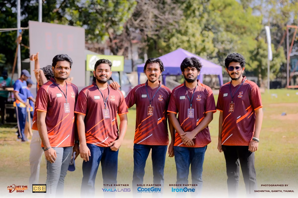 The maroon-jersey team posing together